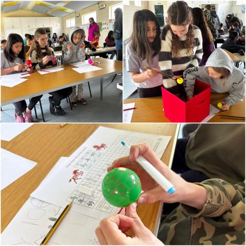 Three photos showing children in the home education group engaging in activities